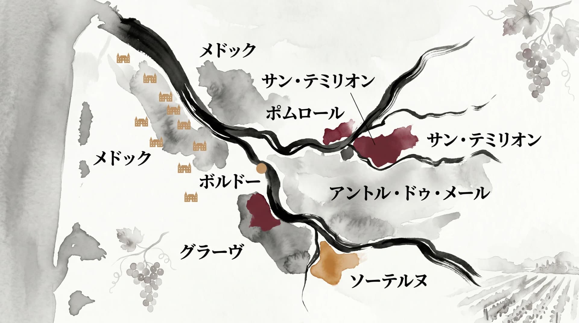 ボルドー地方のAOC地図