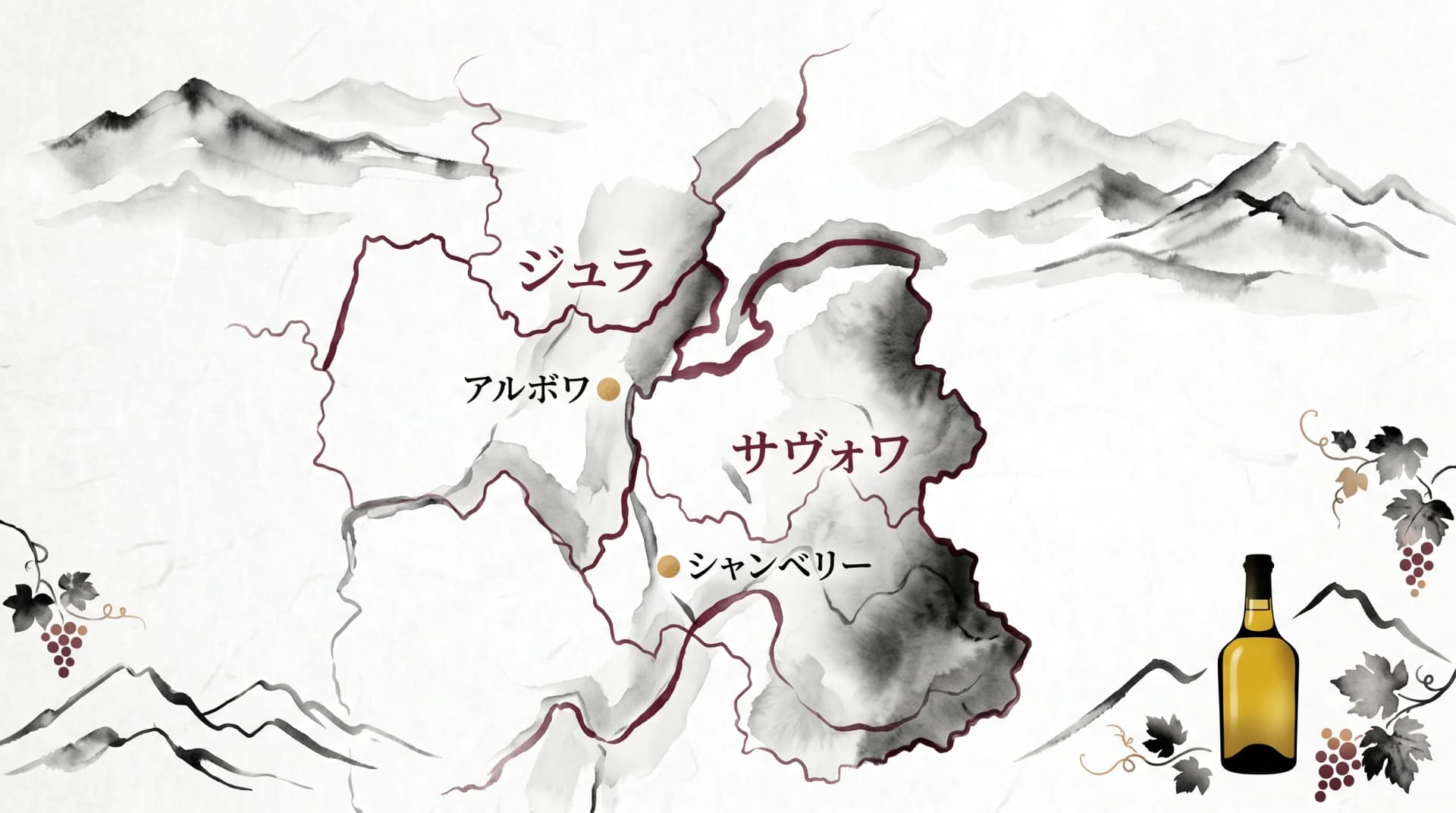 ジュラ・サヴォワ地方のAOC地図