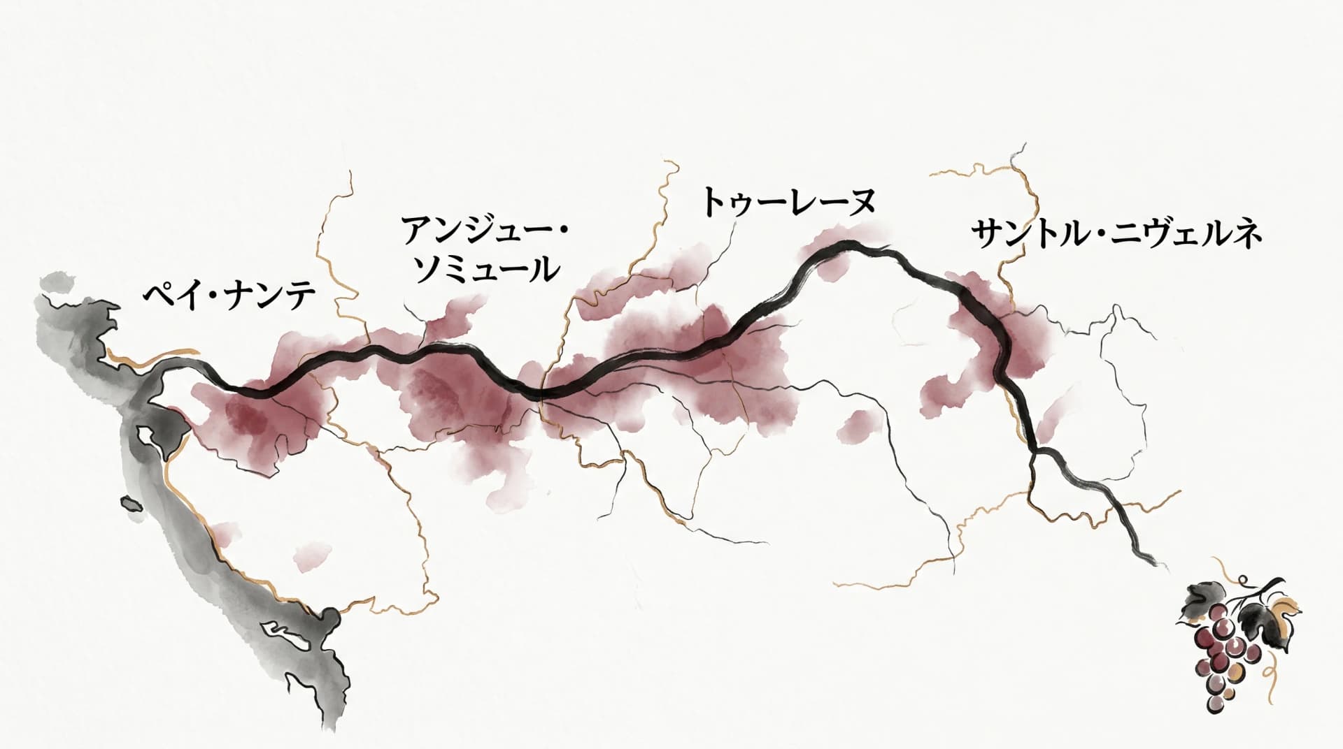 ロワール渓谷地方のAOC地図