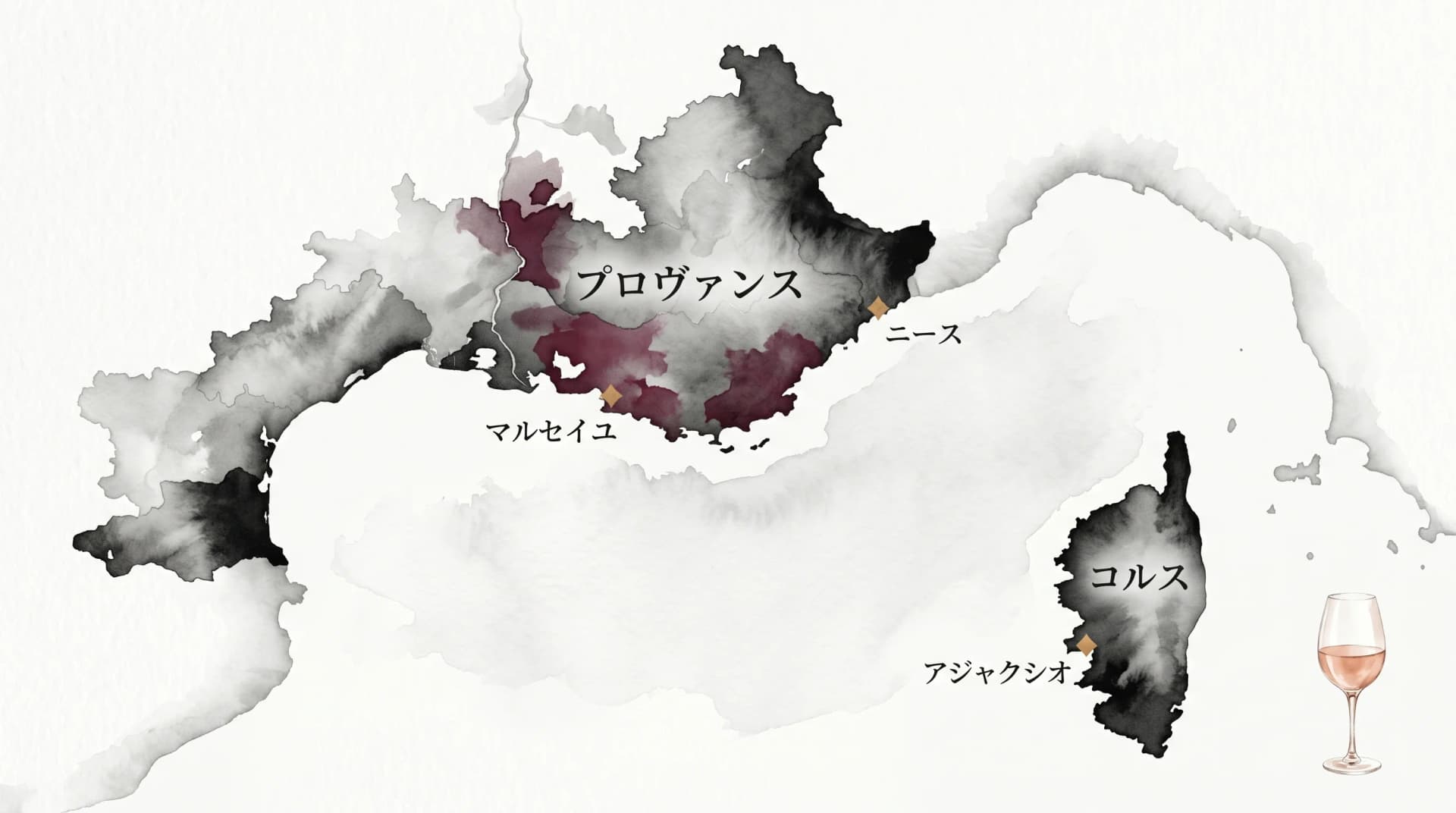 プロヴァンス&コルス地方のAOC地図