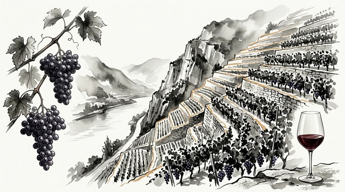 ローヌの急斜面とシラーのブドウ畑