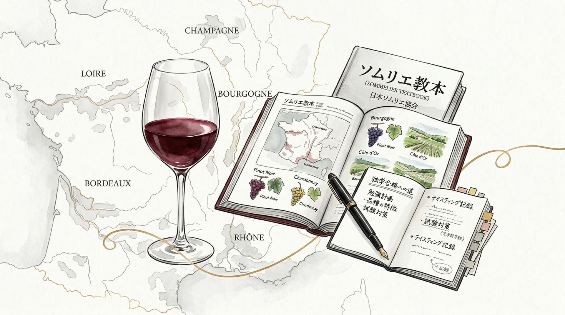 ソムリエ試験に独学で一発合格する勉強法|学習スケジュールと3つのコツ【2026年版】のアイキャッチ画像