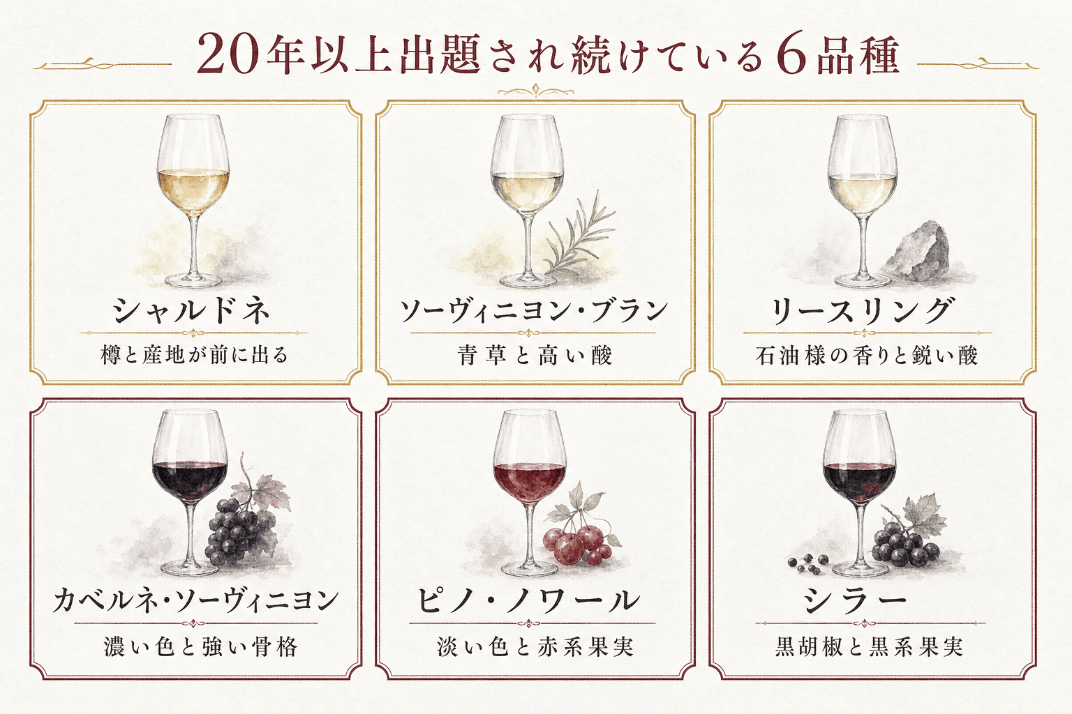 頻出6品種の比較チャート