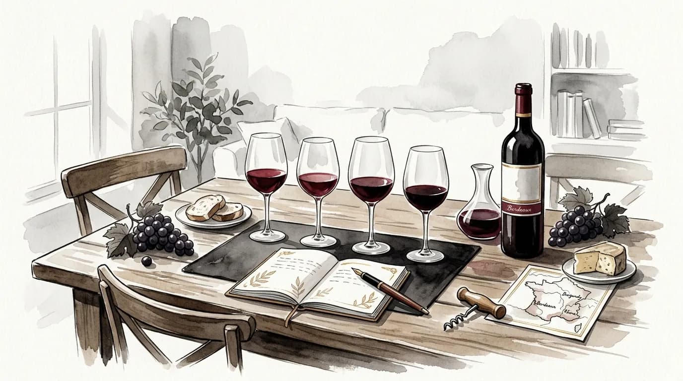 ワイン愛好家がカジュアルにテイスティングを楽しむシーン